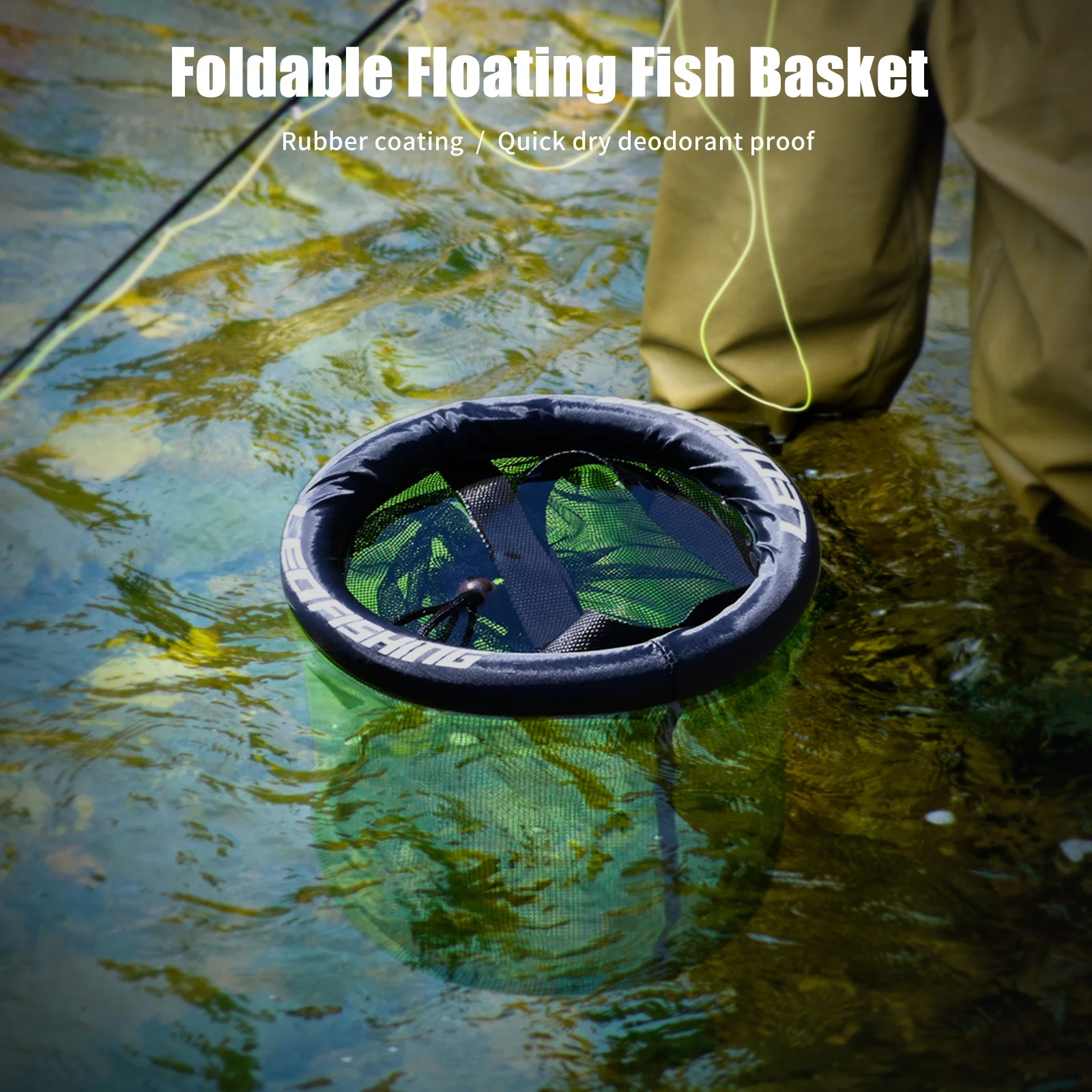 

Living-Fish Bucket Floating Bucket Thickened Reinforced Bucket Multi functional BOX Foldable Rocking Fishing Net Fly Fishing Net
