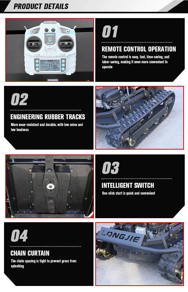 롱 지에 608-90A DIY 산업용 자동 잔디 깎기 기계 원격 제어 트랙터