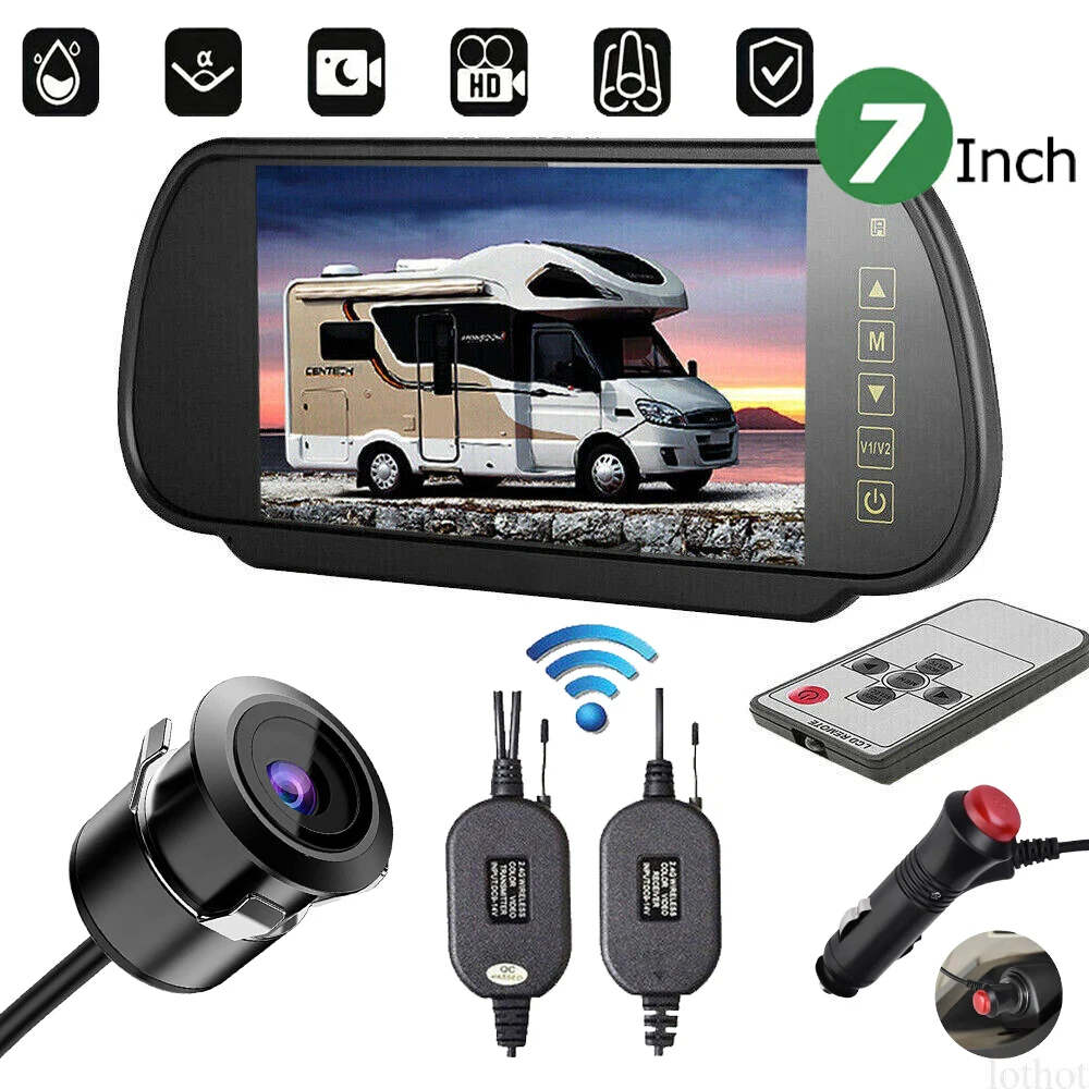 Wireless Car Rearview Camera With Mirror Monitor For Vehicle Parking Mirror Camera Hd Reverse Camera With 7 Inch Screen