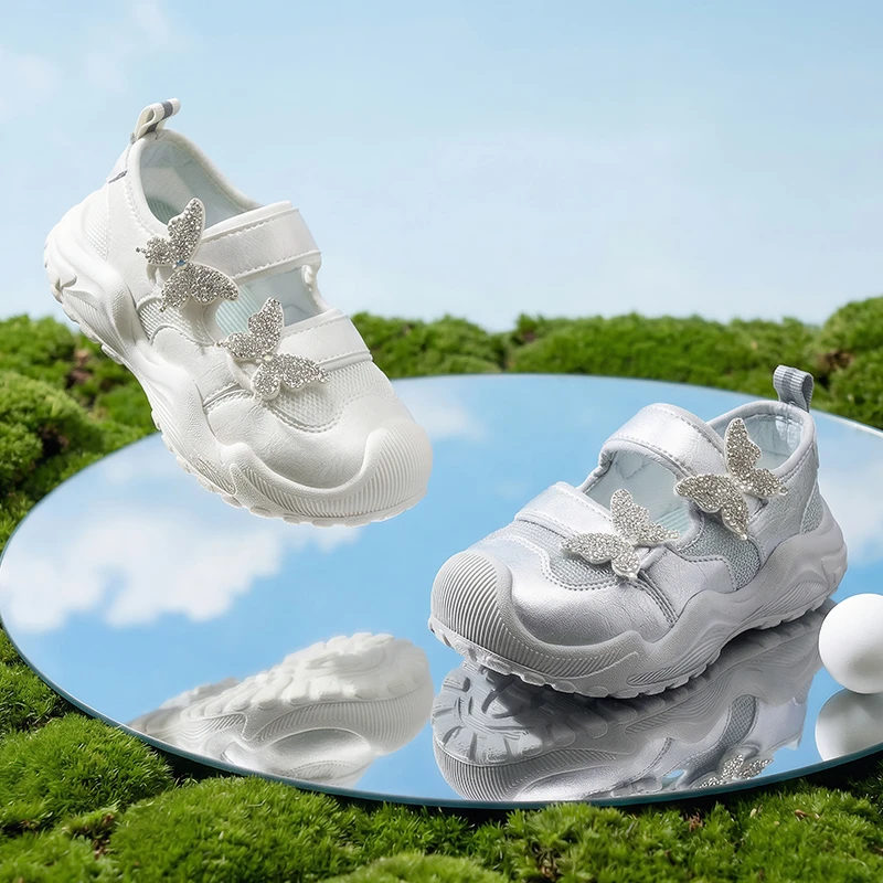 

2026 New Girls Sports Shoes Mesh Breathable Lolita Children Causal Sneakers School Running Non-slip Kids Sequins Mary Jane Shoes