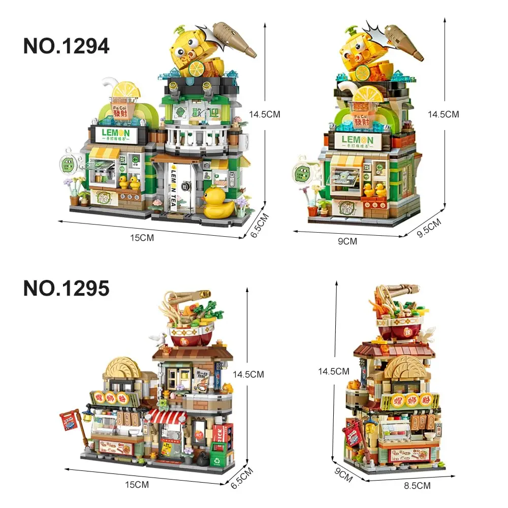 1666Pcs 2 in 1 Food Street Building Block Model MOC Modular Mini Brick Street View Building Set Toy Gift for Adult Kid Boy Girls