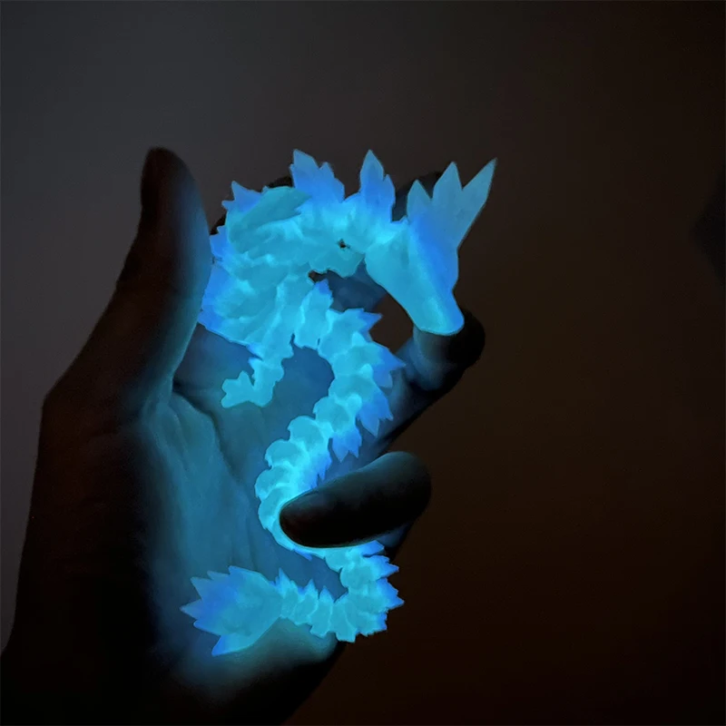 3D Printed Glow in the Dark Crystal Dragon, Multi-joint Can Do Model, Holiday Party Gift, Booth Gifts