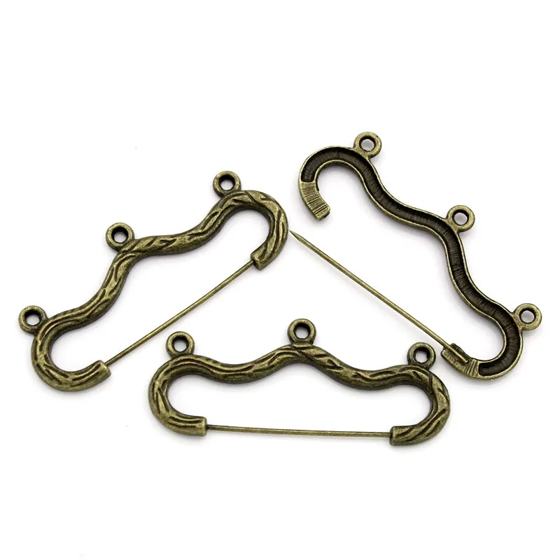 Doreen Box Lovely Vintage Pin Brooches Bow Bend Antique Bronze Silver Color Brooches Jewelry Accessories  2/3/10/20 PCs