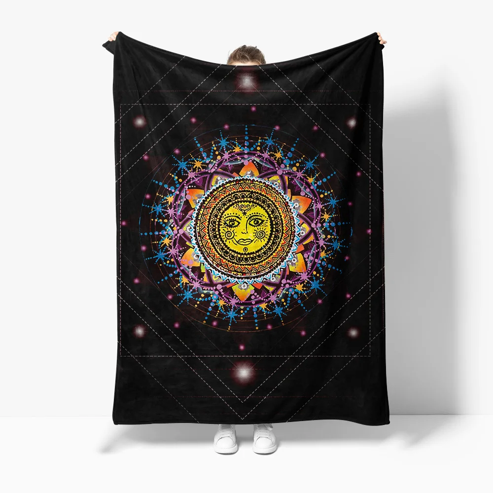 

Психоделическая Мандала, красочное этническое племенное черное одеяло с геометрическим принтом, покрывало, декоративное покрывало для подушки