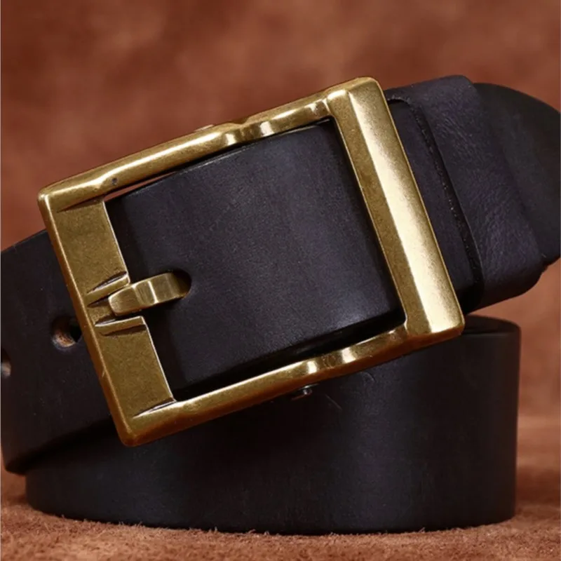 Water-washed matte top layer cowskin copper belt men's leather simple and versatile casual