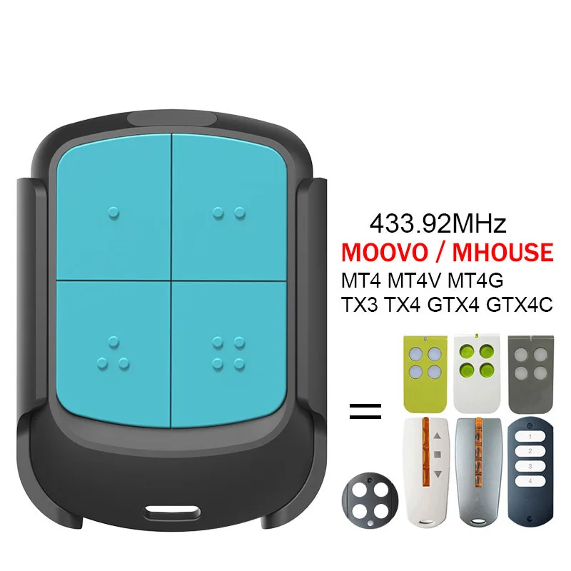 

MHOUSE Remote Control GTX4C GTX4 TX4 TX3 MOOVO MT4 MT4V MT4G Garage Door Opener 433.92MHz Garage Door Control Programming
