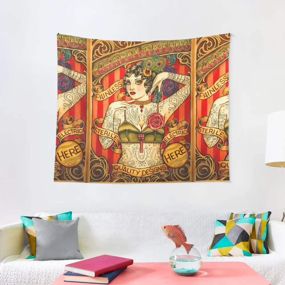 

Chapel Tattoo vintage poster Tapestry Wallpaper Bedroom Things To The Room Tapestry