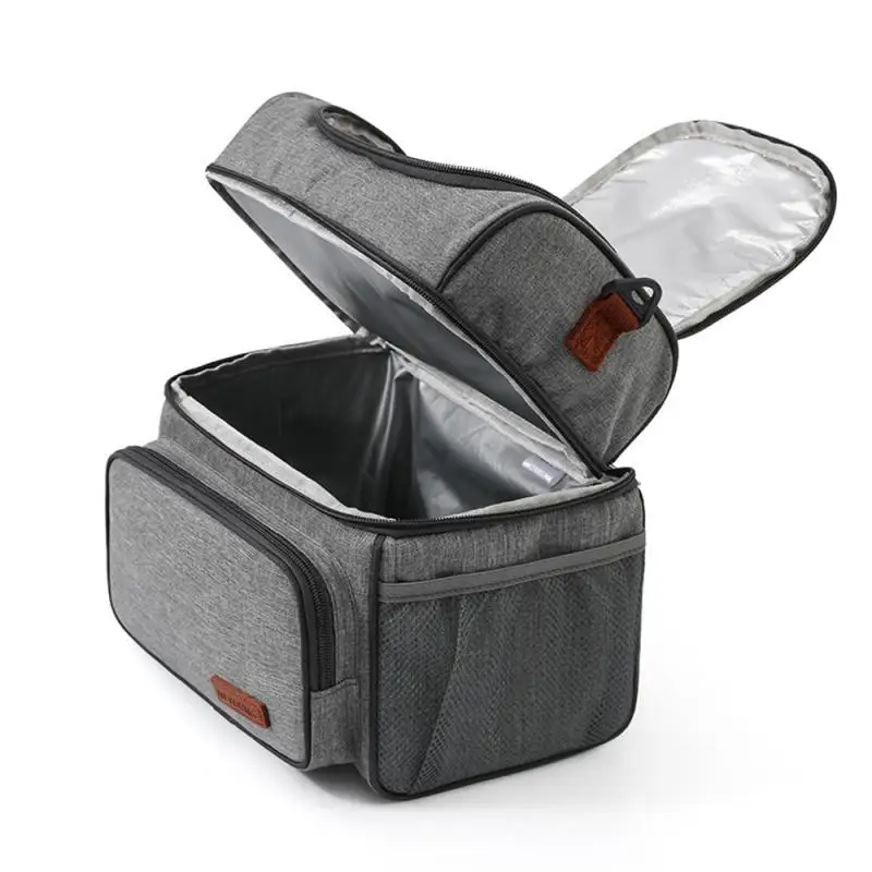 Oxford Cloth Lunch Bag Grey Sealing Leak-proof Heat Preservation And Cold Preservation Easy To Carry Thickening And Increasing