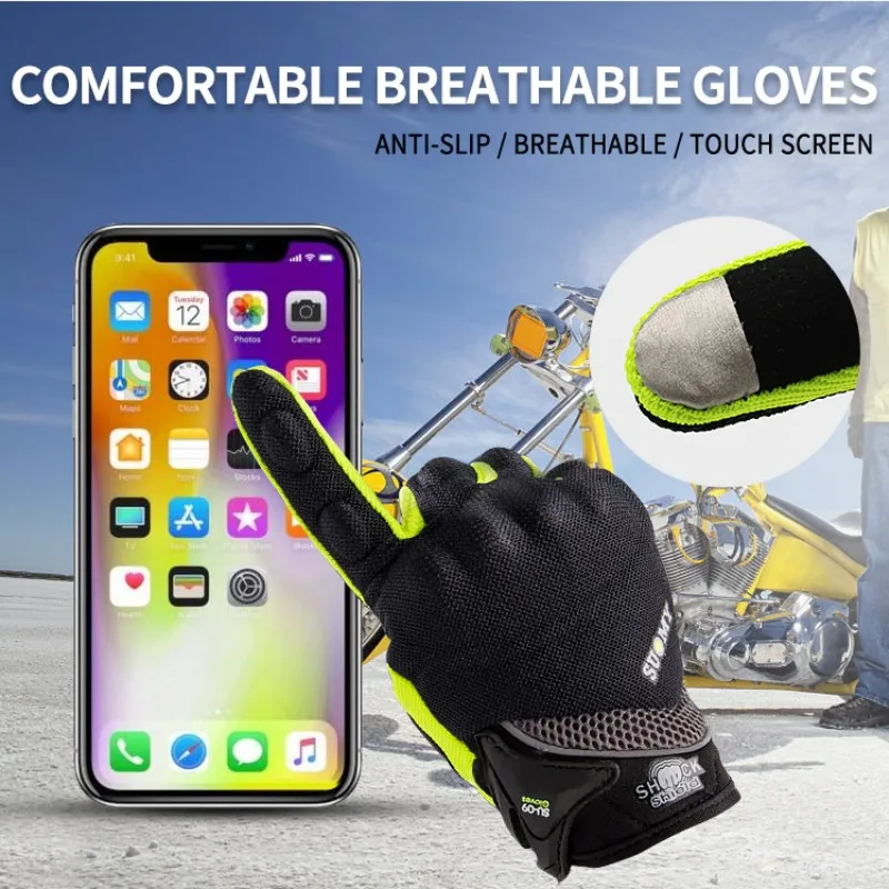 SUOMY Summer Breathable Anti-fall Protective Motorcycle Gloves, Full Finger Comfortable Riding Bike Moto Gloves for Men & Women