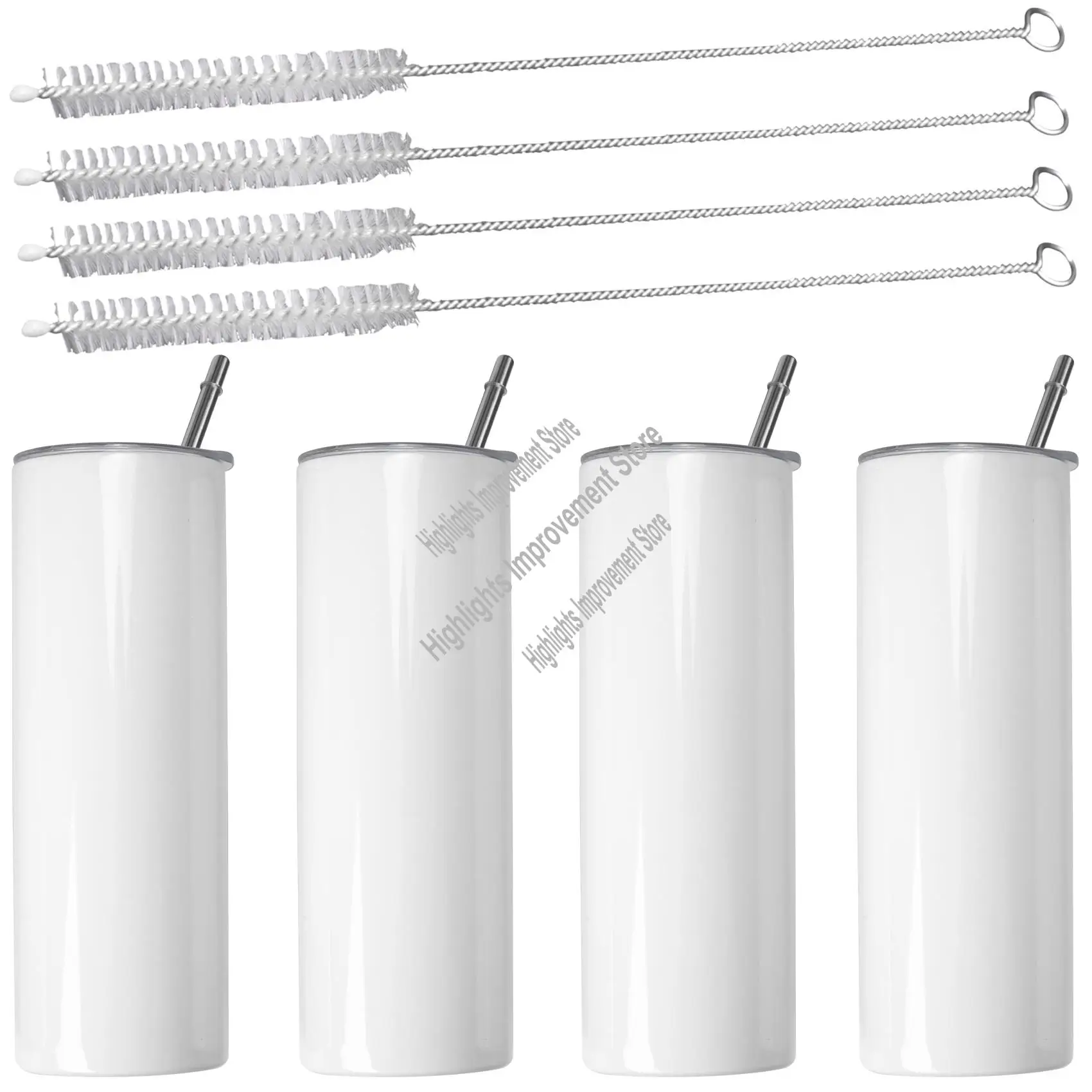 

Sublimation Tumblers 20 Oz Skinny Straight,Stainless Steel Sublimation Blanks Skinny Tumbler,With Lid And Straw,4 Pack-ABRO