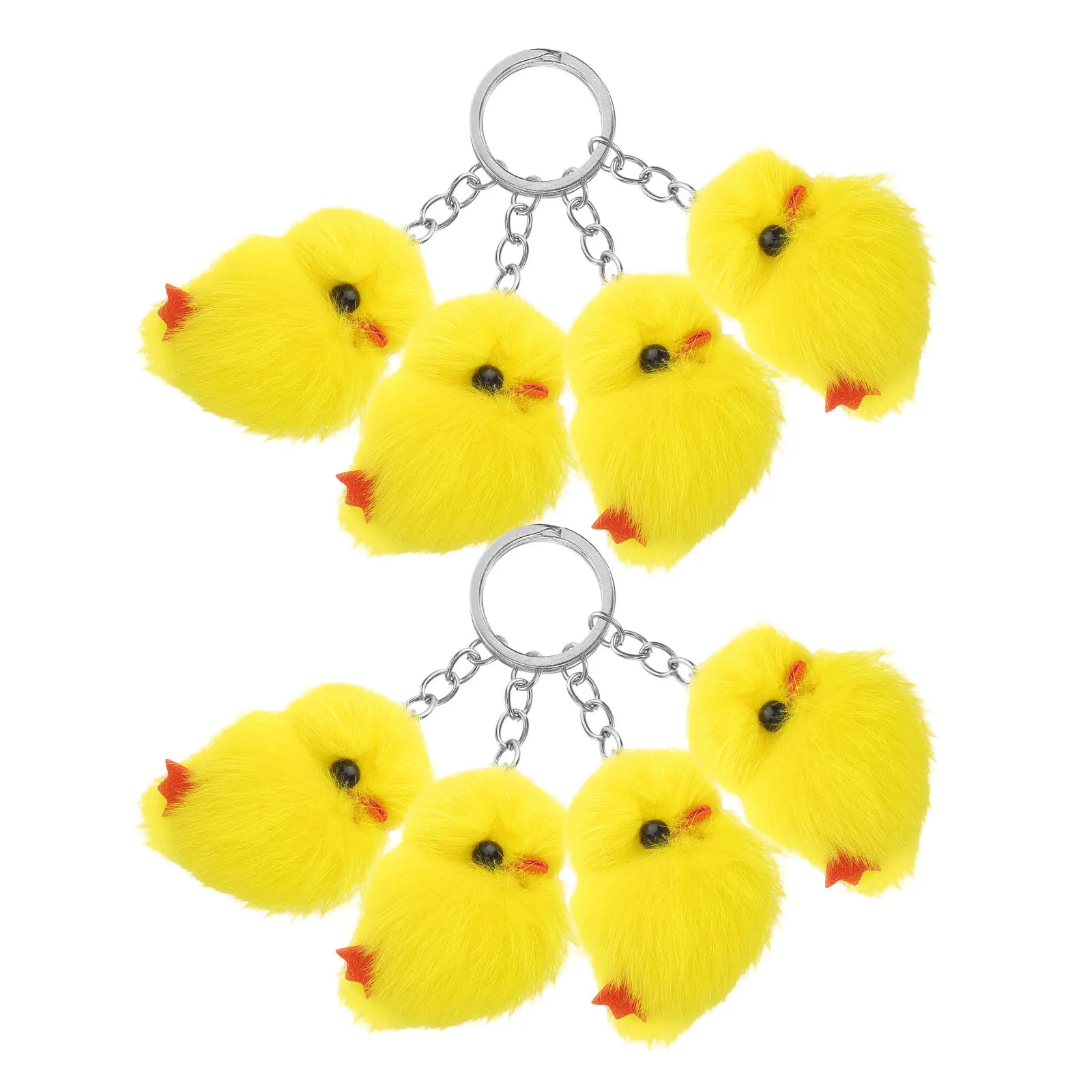 8Pcs Mini Yellow Chick Keychain Soft Stuffed Cute Bag Charm Car Keys Animal Keychain Easter Party Favors Chicken Party Favors