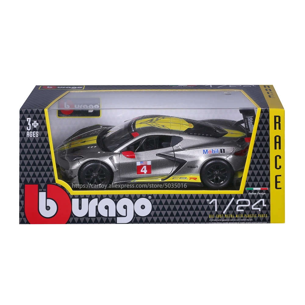 Bburago 1:24 2020 Chevrolet Corvette C8. R racing edition die casting alloy car model Toy tools gift factory authorization