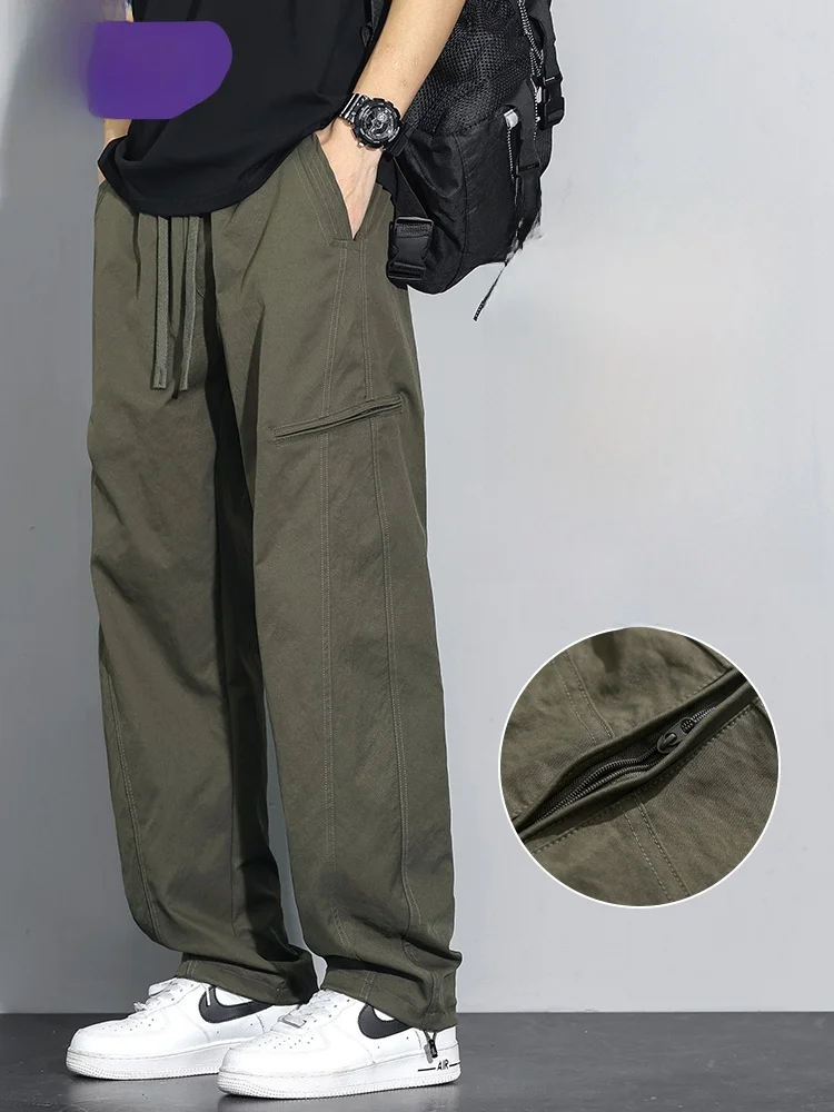 

Tonlion up Do повседневные брюки мужские летние тонкие американские ретро свободные прямые рабочие брюки M лезвие ножа свободного покроя