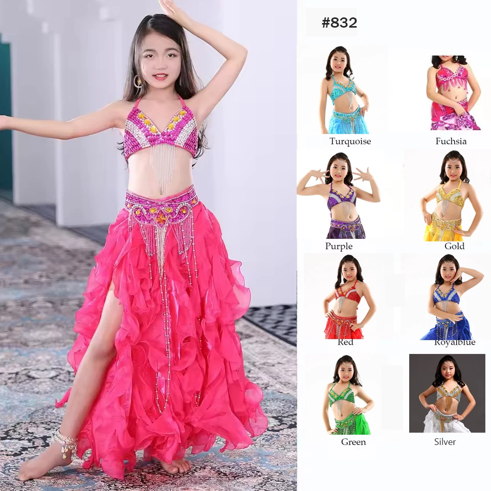 子供のためのダンスパフォーマンス衣装,ブラベルト,ベリーダンスの衣装
