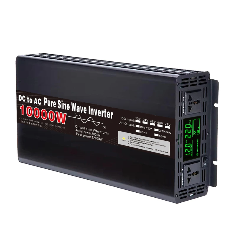 10000/8000W/5000W Pure Sine Wave 24V/48V To AC 230V 220V 120V 110V 50/60HZ Converter Solar Car Inverters Intelligent Display