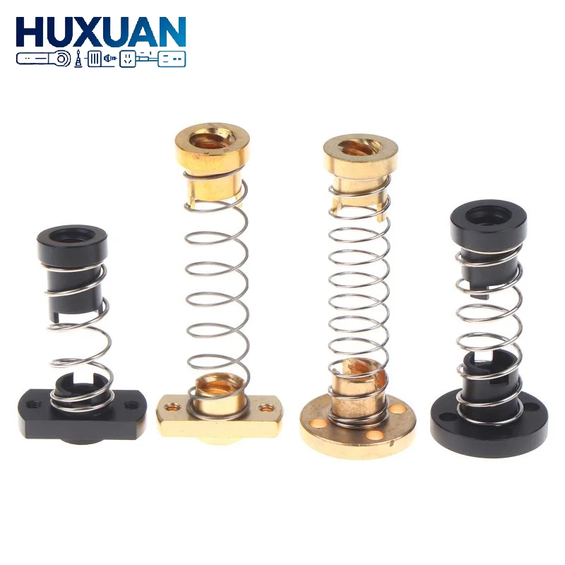 T8 Anti-backlash Lead Screw 2/4/8mm Lead Brass/POM Spring Nut Eliminate Gap for Small CNC Machines 3D Printing DIY Accessories