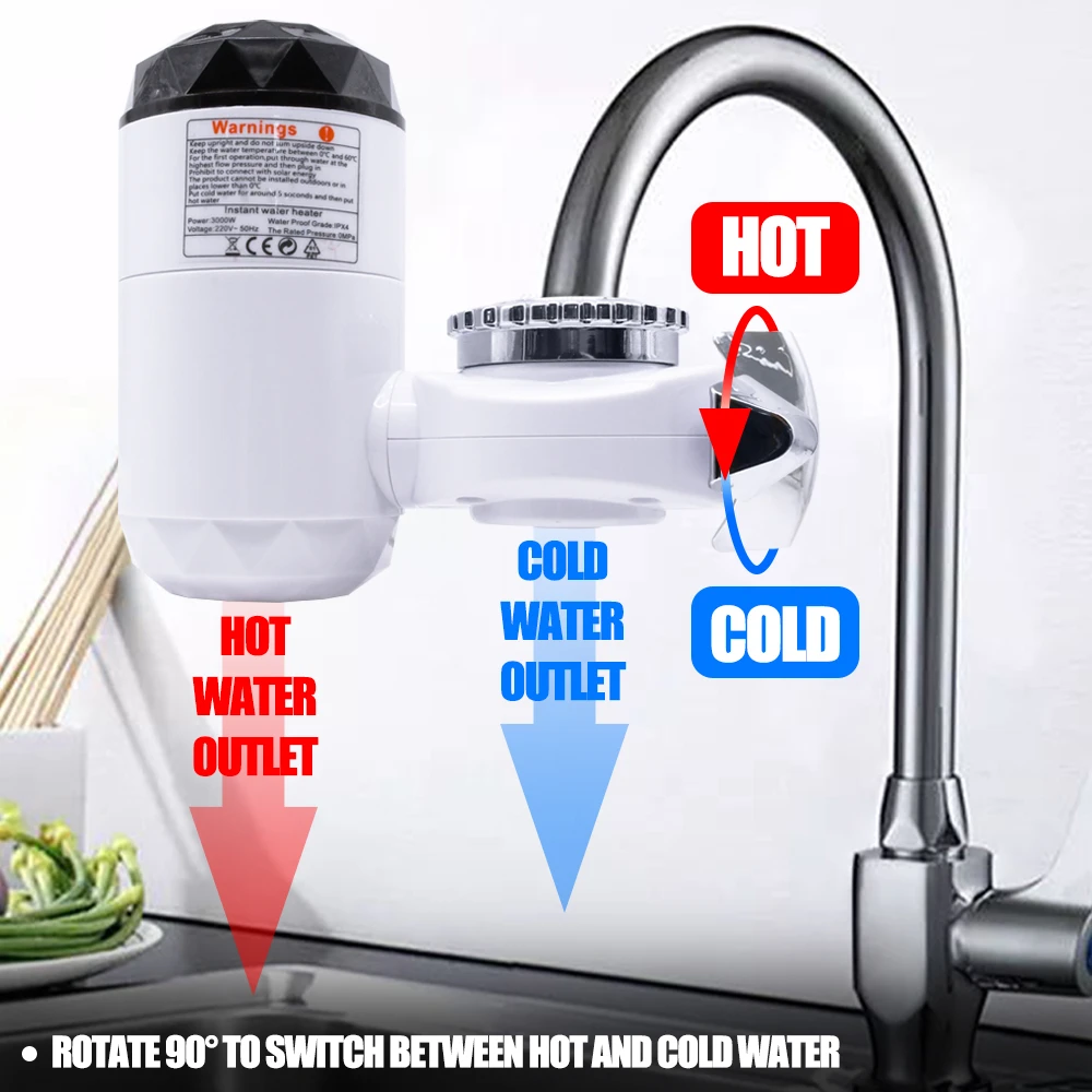 

Digital display 3 second instant heating 3000W 110V electric heating household cold and hot water faucet - American standard - h