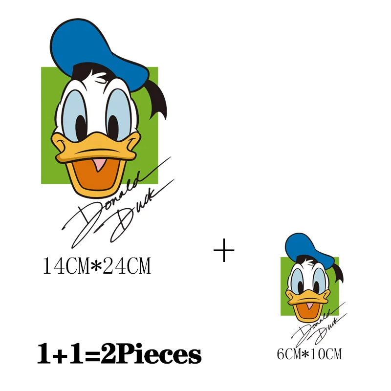 2Pcs/Lot Donald Duck Disney Cute Iron On Thermoadhesive Fusible Patches Heat Thermal Transfer Sticker For Children\'s Clothing