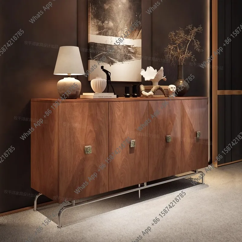 

Medieval solid wood dining side cabinet villa living room French light luxury decorative storage American high-end entrance