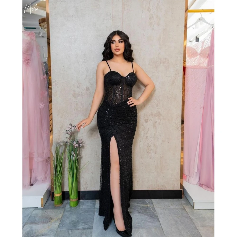 

Mila Customized Black Side Split Beaded Mermaid Prom Dress Pleats Sleeveless Vestidos De Noche Floor-Length Formal Evening 2026