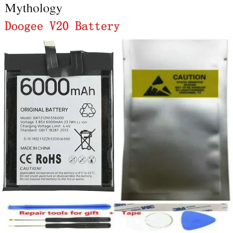 

Battery for Doogee V20 Original Li-Ion Rechargeable Bateria 6000mAh BAT21ZN1336000 Mobile Phone Accessories