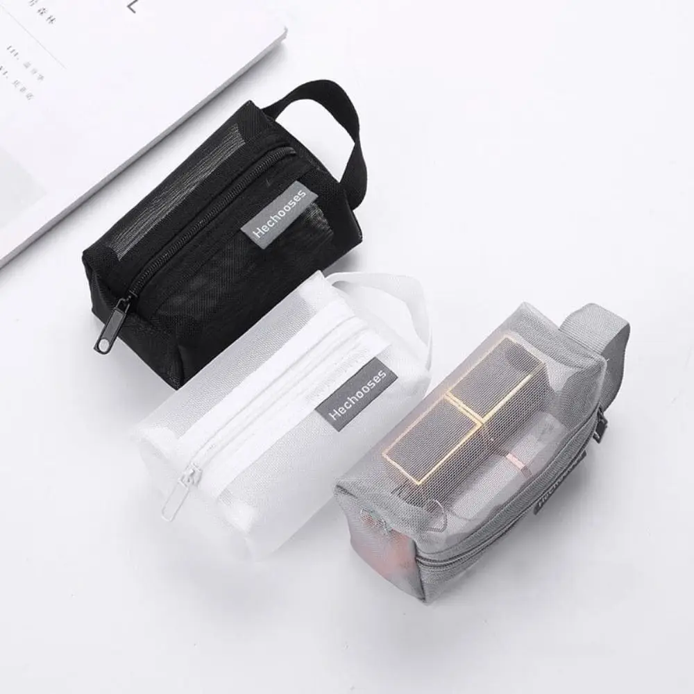 Durable Portable Square Mesh Storage Pouch Breathable Lightweight Key Bags Large Capacity Mini Zipper Coin Purse