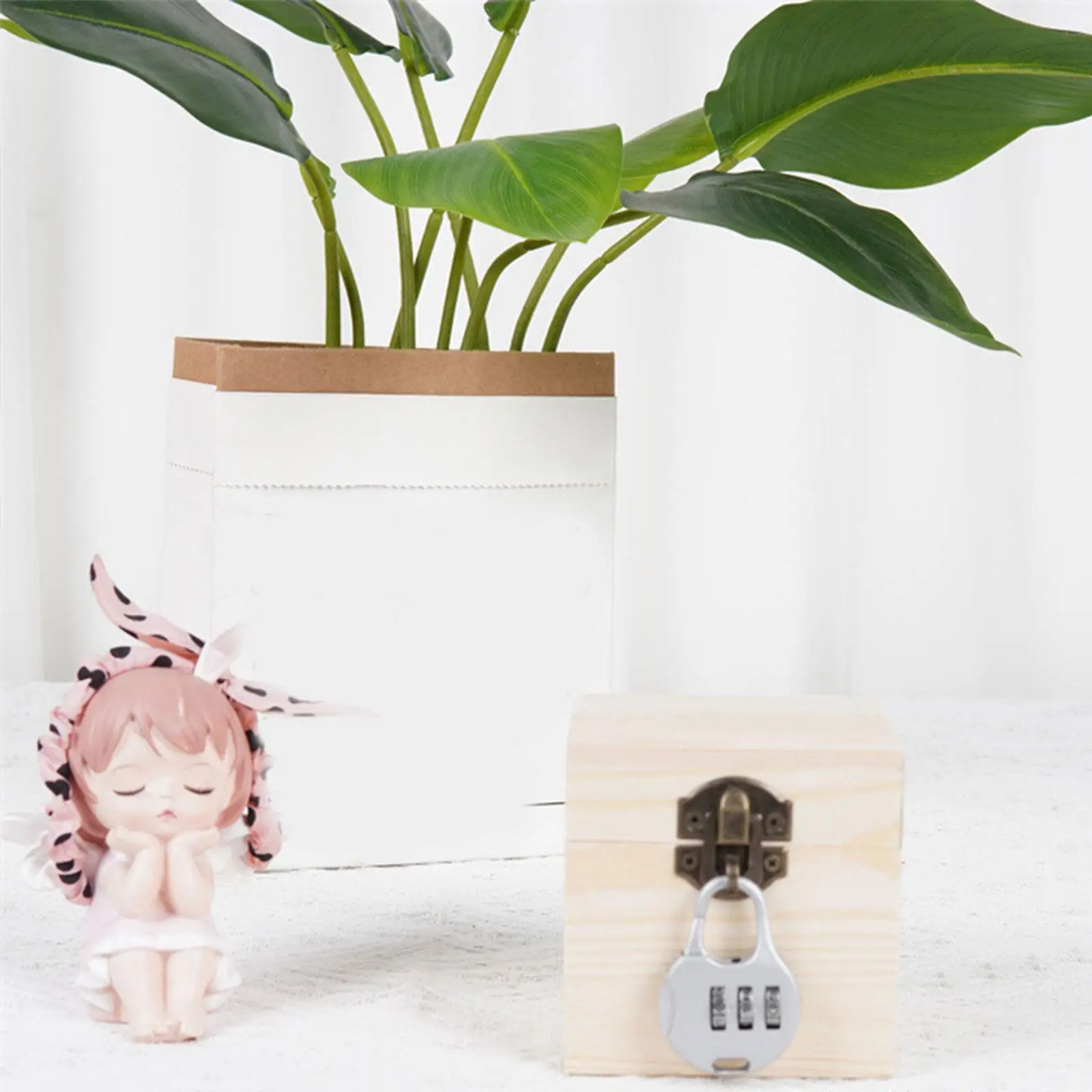 

Pine Wood Box Versatile Small 3.15inchx3.15inchx3.15inch Wooden Minimalist Organizer Password Box Flip Lid Security Container