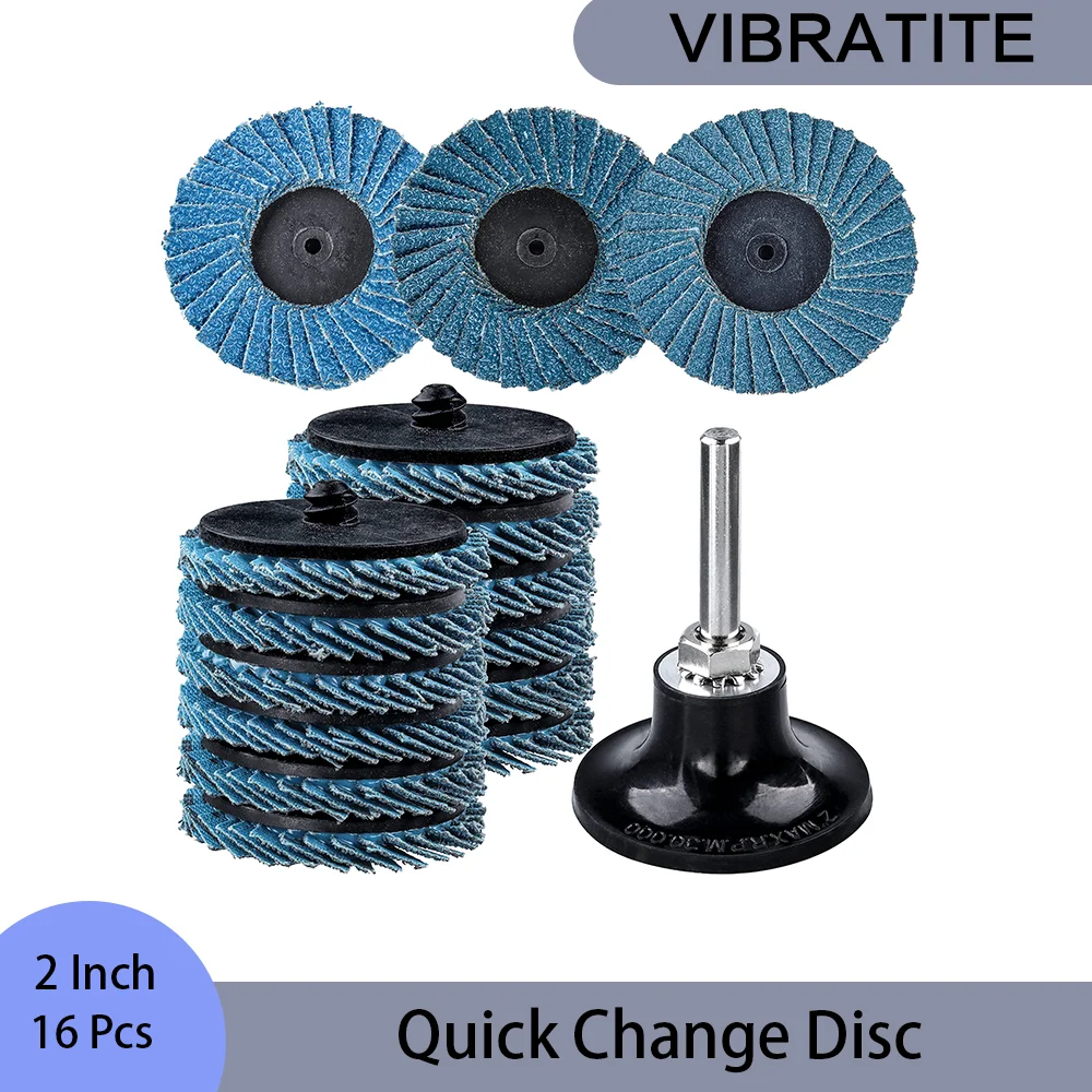 

2 Inch Quick Change Disc Sanding Disc 16 Pcs with 1/4" Shank for Polishing Grinding Welding Slag Removing Burrs Sanding