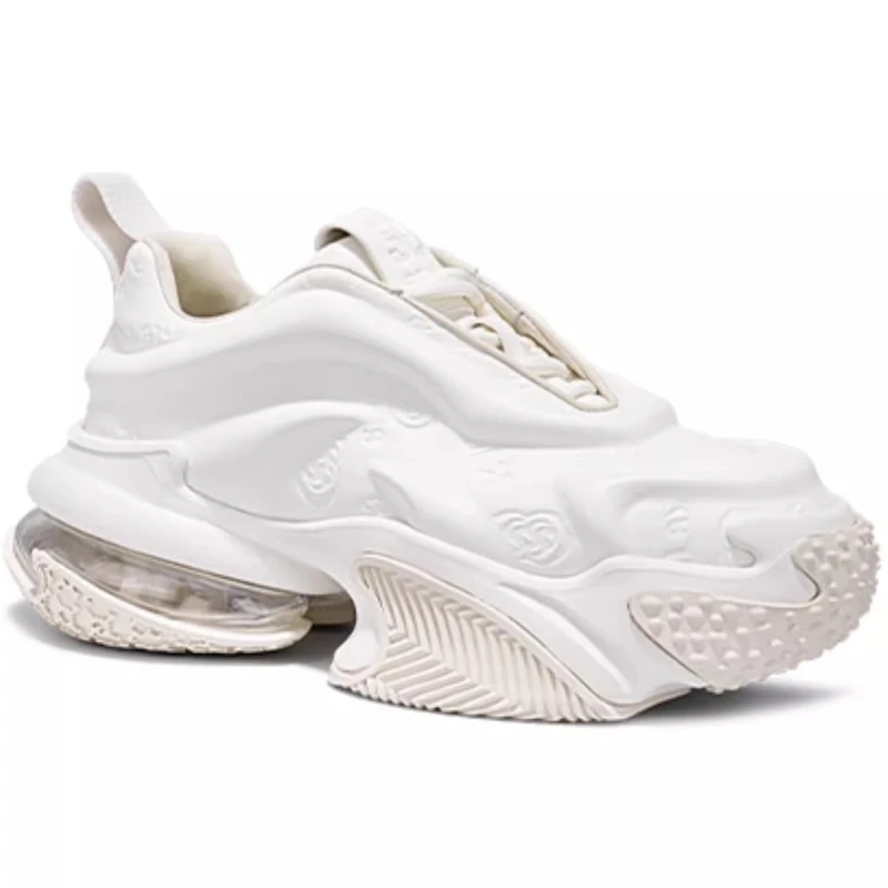 

Genuine Leather Breathable Daddy Shoes for Men's Women's 6cm Buffer Platform Couple's Casual Sneakers Thick Soled Elevated Shoes