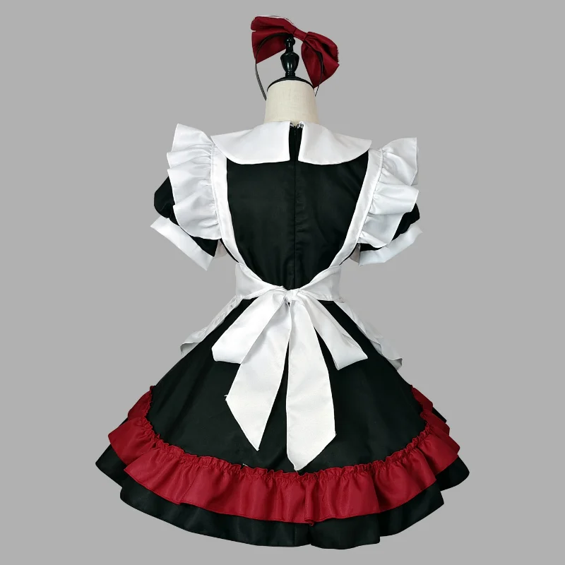 Women Maid Outfit Anime Long Dress Lolita Women Black Red Animation Show Little Evil Maid Role Play Outfits Sexy Lingerie Dress