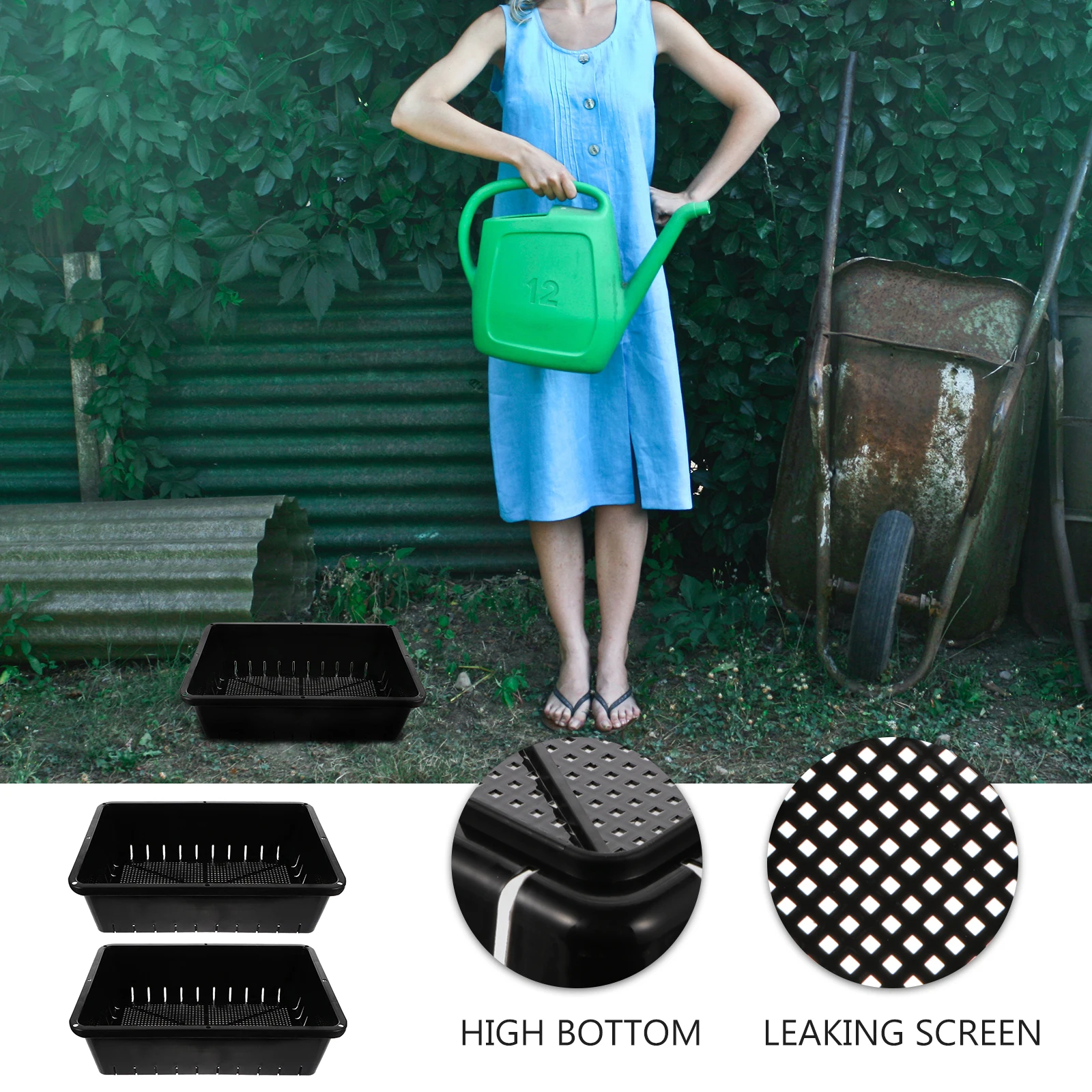 

2Pcs Seedling Trays Growing Pots Plant Sprouting Drainage Holes Healthy Growth Garden Propagator Tools