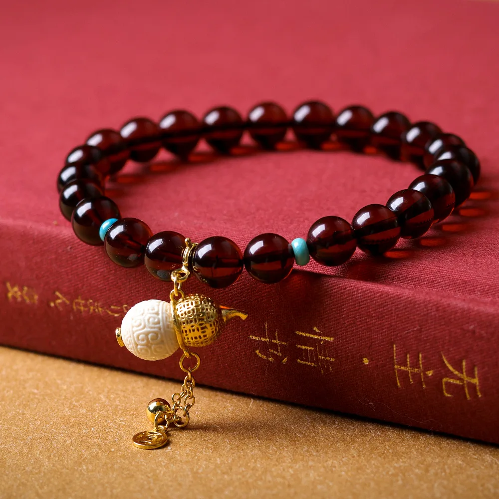 

New Chinese style water purification blood purity string cultural toys imitation mammoth gourd silver national style bracelet