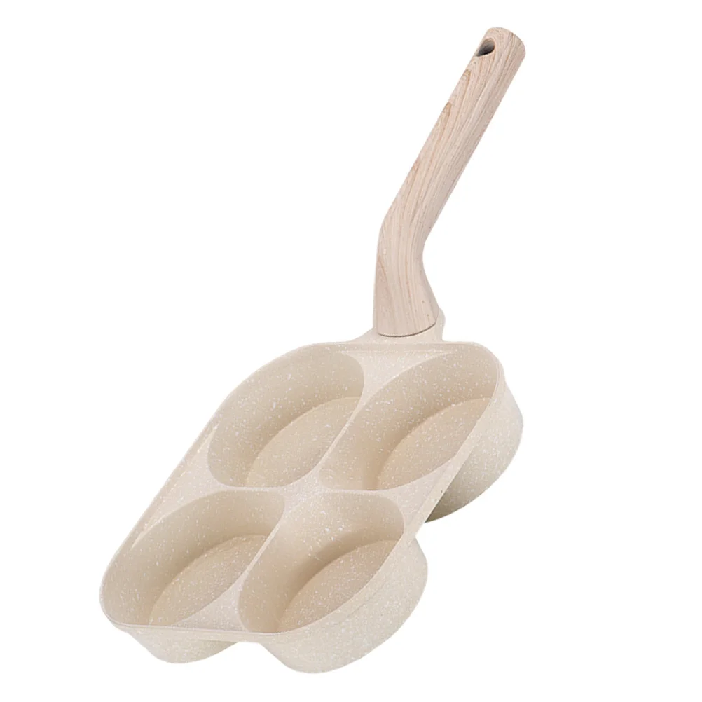 

Four Cup Nonstick Egg Burger Pan Deep Round Design Breakfast Frying Pan for Multiple Egg Burgers Nonstick Beige Kitchen