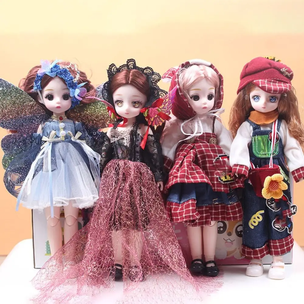 Multiple Movable BJD Dolls and Clothes Attractive Eyes Butterfly Wing Lace Princess Doll Removable Joint Colorful