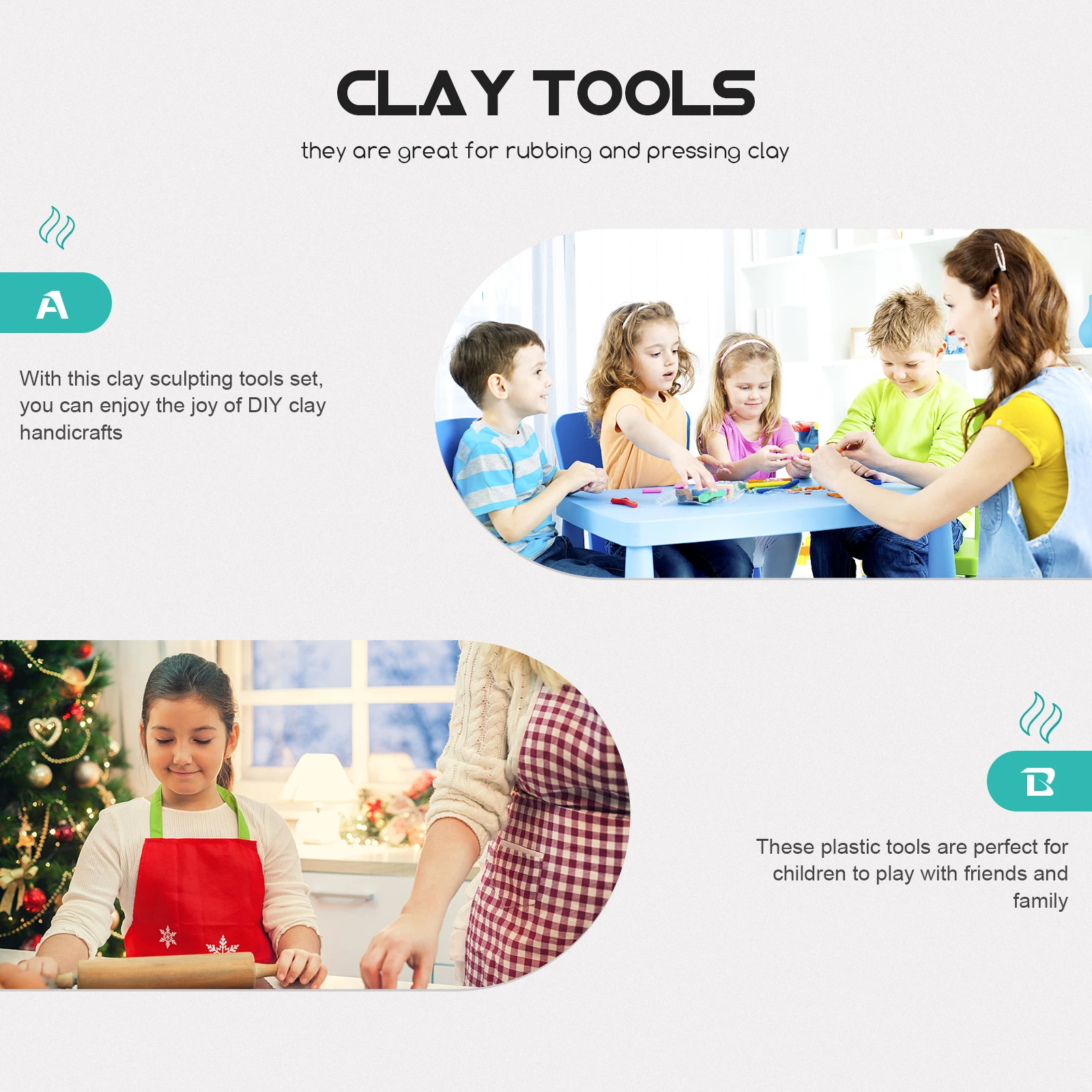 4pcs Children Clay Craft Tools Set Abs Rolling Sticks For Diy Modeling Sculpting Kids Family Fun Clay Accessories