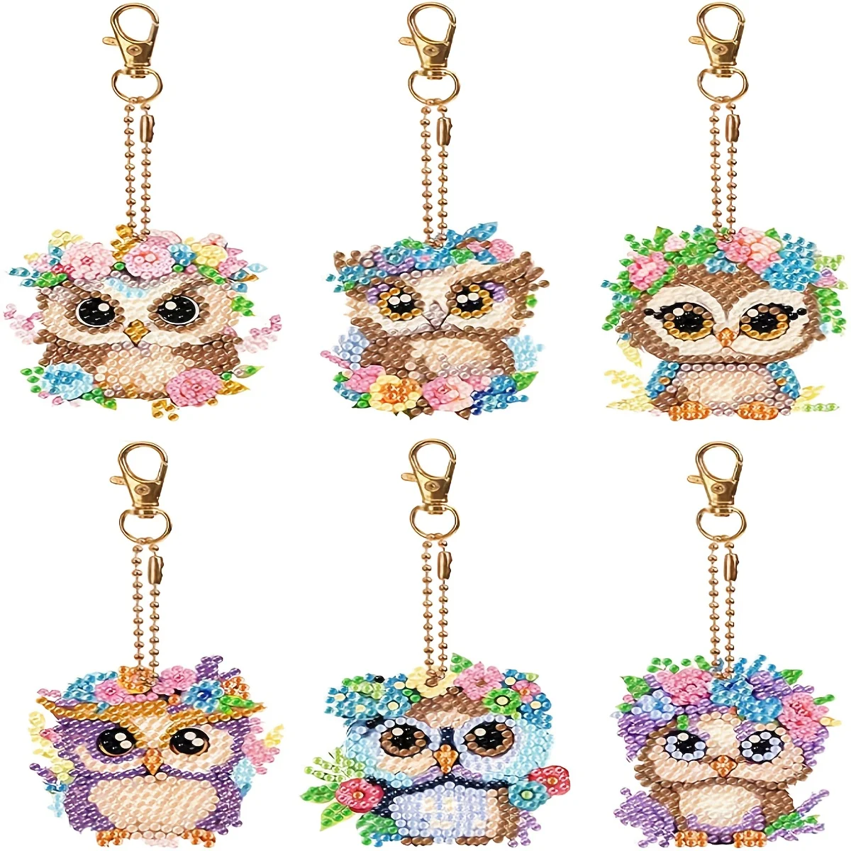 12/6/5 Stuk/set DIY Faux Diamond Painting Art Sleutelhanger Kit Handgemaakte Mozaïek Kunst Sleutelhanger Thuis Hanger Decoraties Feestartikelen