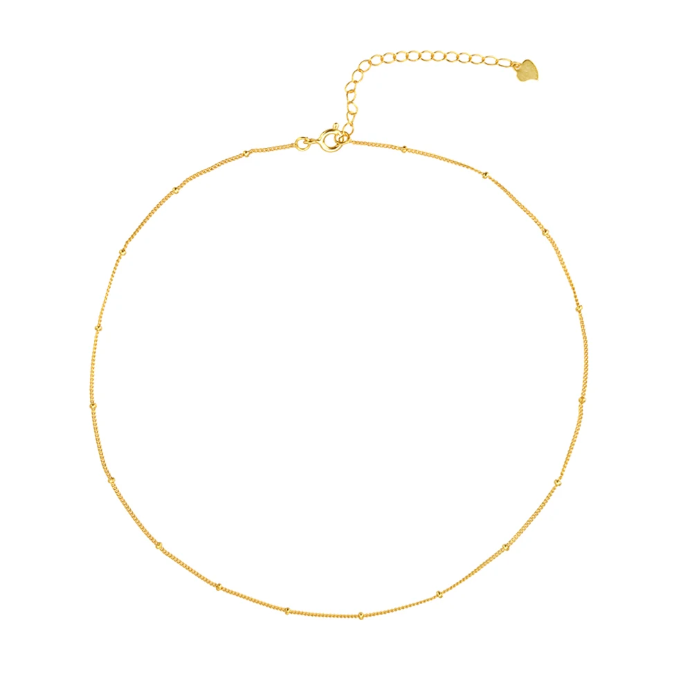 ANDYWEN 100% 925 Sterling Silver Choker naszyjnik 35cm + 5cm krótki łańcuszek złoty cienki szczupły luksusowe koraliki biżuteria Rock Punk klejnoty — zdjęcie 2