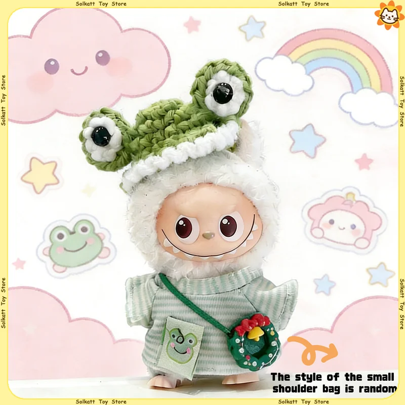 เสื้อผ้าสำหรับตุ๊กตา Mini Labubu แฟชั่นฤดูหนาว ผ้าพันคอ หมวกกบผึ้ง กระโปรง จั๊มสูท กิ๊บติดผมรูปแครอท ลายทาง ของเล่นสุดฮิต ของขวัญ ขนาด 10 ซม.