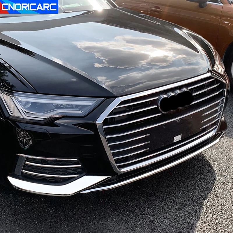 Für Audi A6 C8 2019-2022 Auto Frontstoßstange Lippe Spoiler Splitter Zierleisten Dekoration Edelstahl Außenzubehör