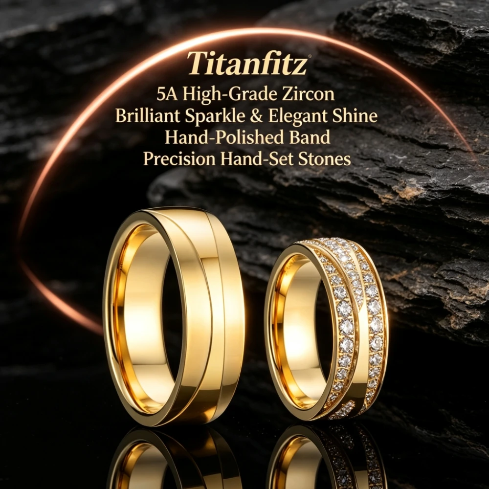 1 Pair European Luxury Two-Tone Diagonal Spliced Promise Love Couple Rings Wedding Band Set Double-Row Cz Stones Women’s Ring