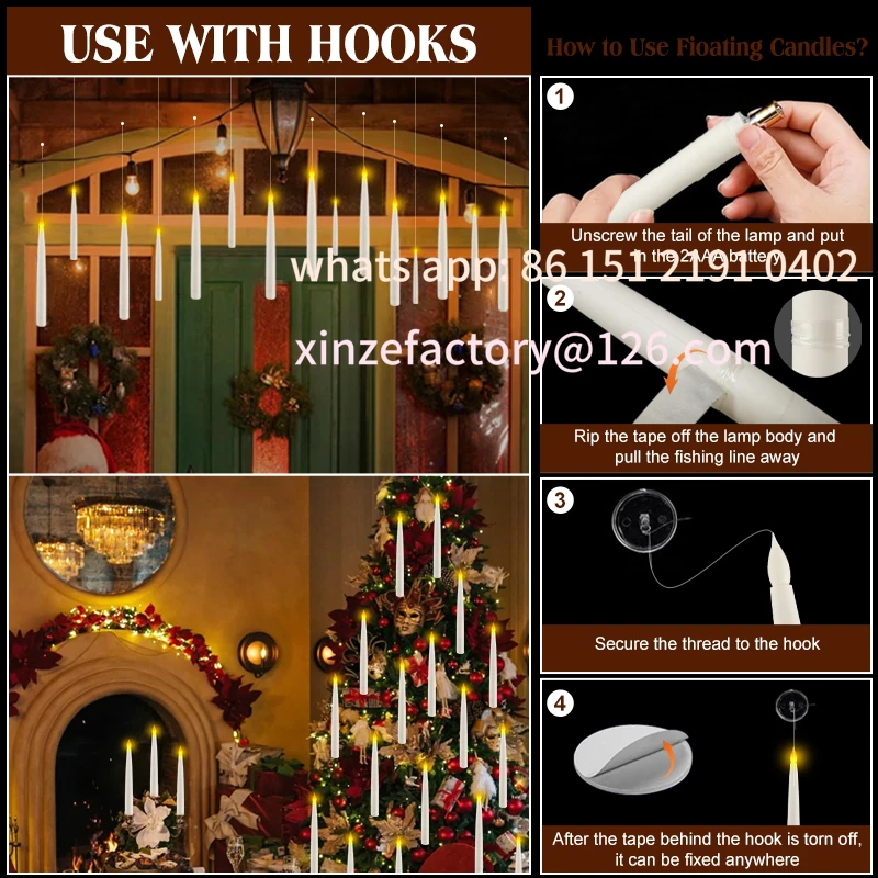 

CustomizableHanging Candle Wedding/Ho 12-240Pcs New 1Operated Flameless Floating Candles With Magic Wand Remote Flicker
