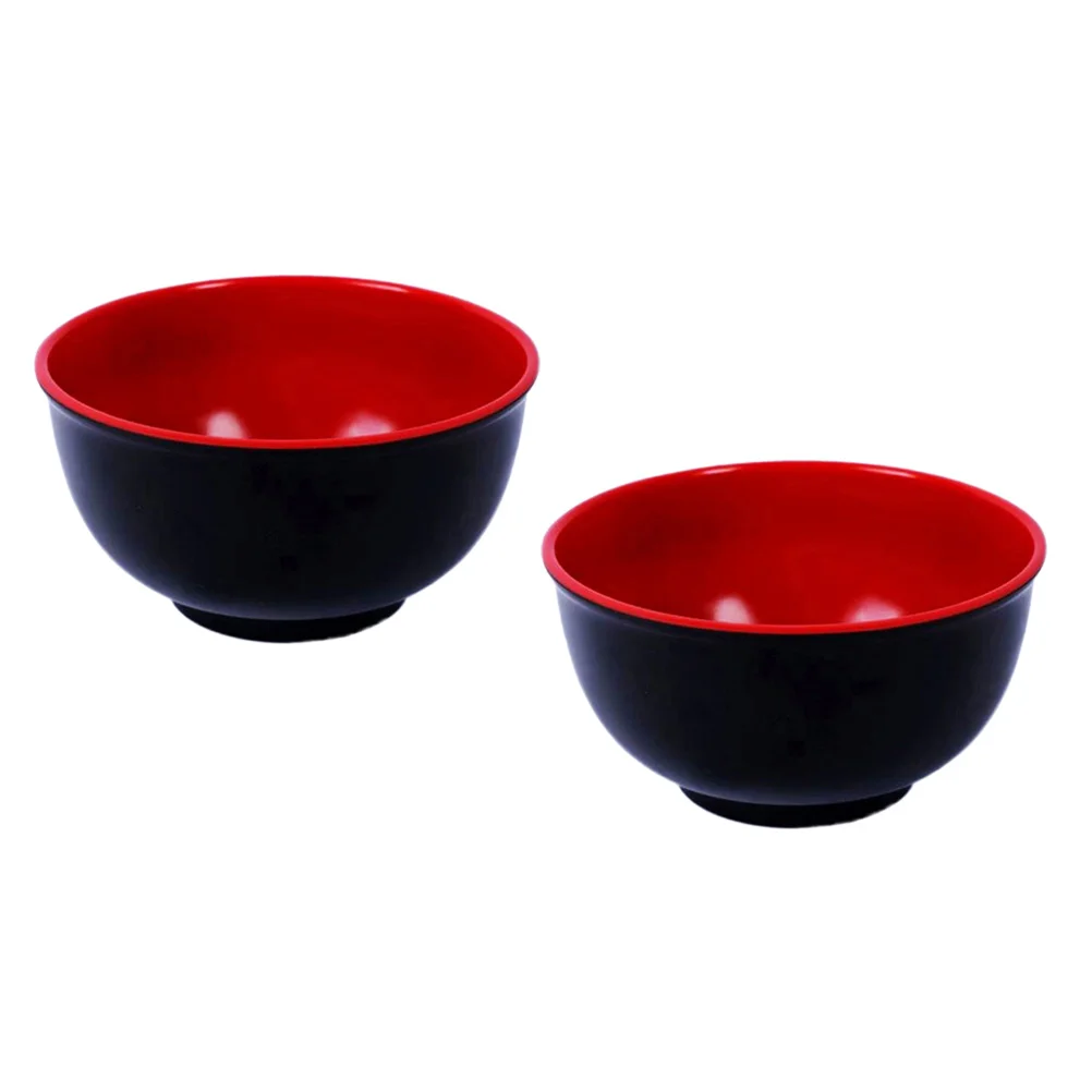 Melamine Black And Red Bowl Imitation Porcelain Rice Soup Bowls Tableware For Restaurant Home Supplies