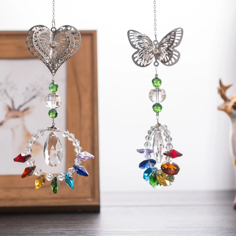

Butterfly Love Heart Crystal Octagon Bead Pendant Sun Catcher Chandelier Lighting Accessories DIY Garden Home Wedding Decoration