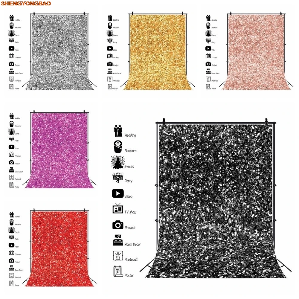 

Glitter Sequins Solid Color Photography Background Newborn Baby Portrait Birthday Party Wedding Decor Backdrop Photo Studio Prop
