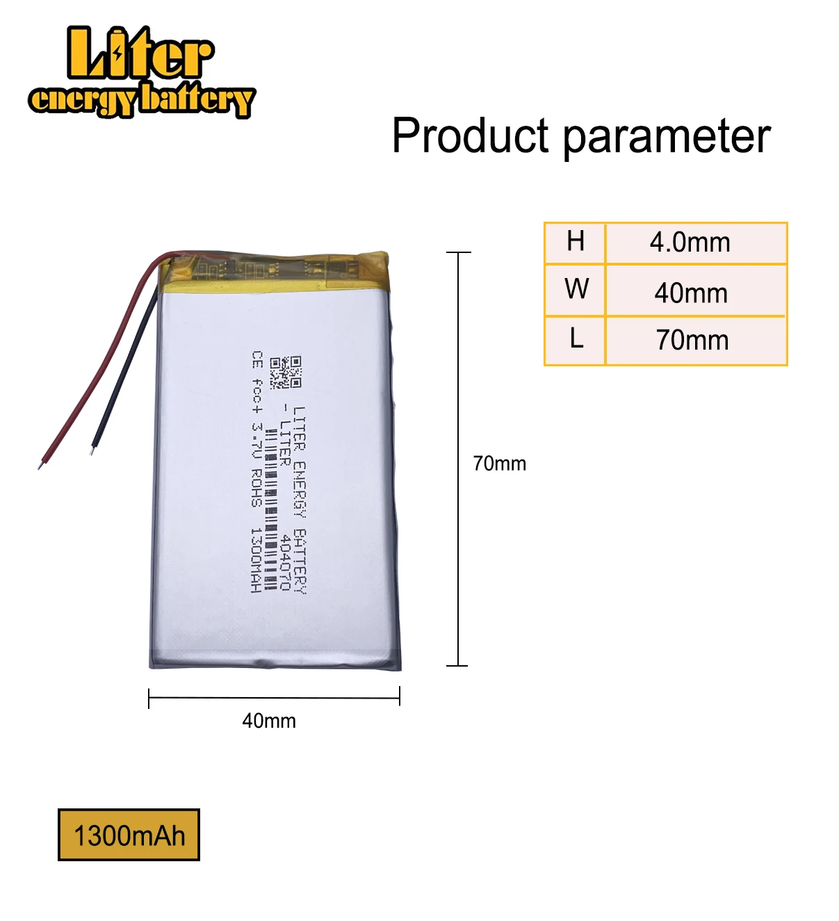 3.7V 1300mAh 384070 404070 Lithium Polymer Li-Po li ion Rechargeable Battery  For Mp3 MP4 MP5 GPS mobile