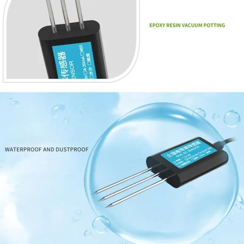 

20RC Three-in-one Soil Salt Soil Temperature/Humidity/Conductivity RS485 Detector Soil Moisture Tester for Plant Lawn