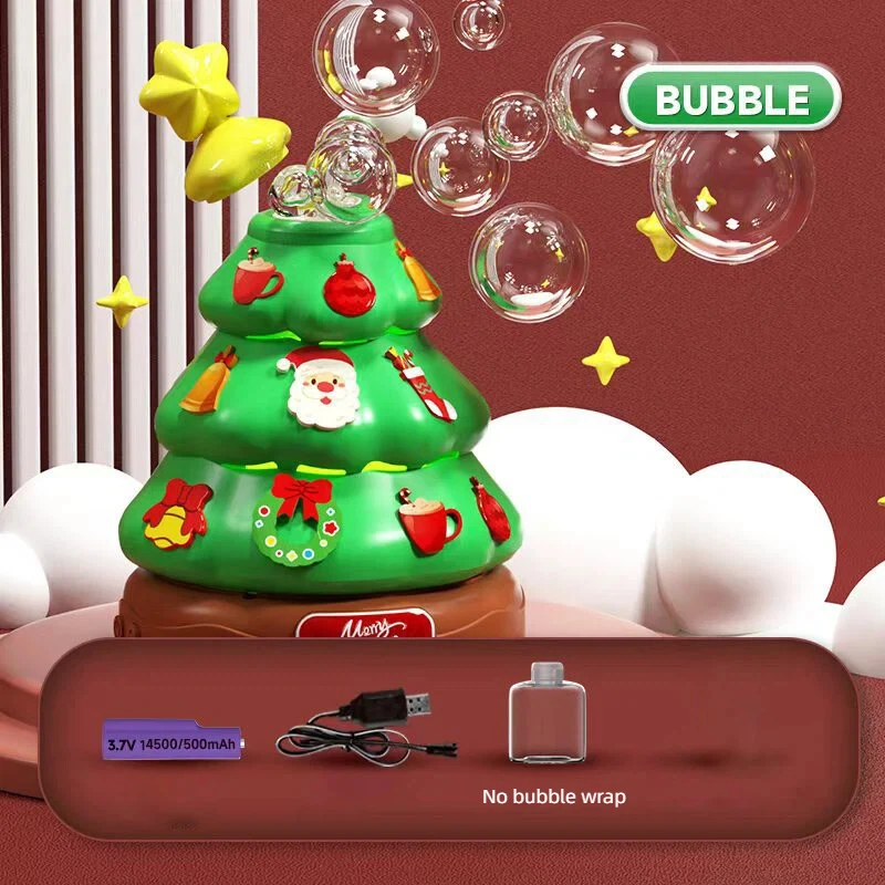 2026 árvore de natal automática máquina bolha com música luz spray bolhas brinquedos festa ao ar livre para meninos meninas presentes natal