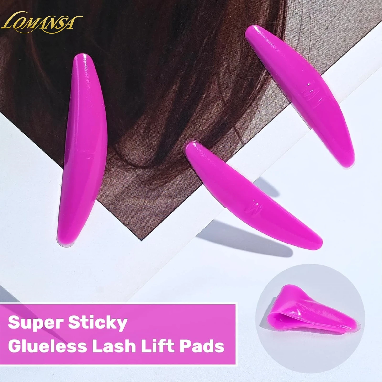 Lomansa 5 أزواج منصات الجفون لزجة للغاية خالية من الغراء قابلة لإعادة الاستخدام جلدة قضيب درع رفع ثلاثية الأبعاد رمش بكرة الشعر اكسسوارات ماكياج أداة