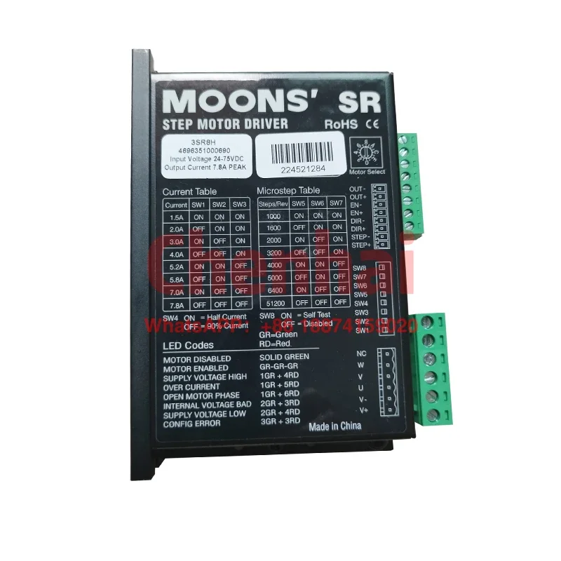 MOONS 3SR 8H 스텝퍼 모터 드라이버, 48vdc 3 상 스테핑 모터 컨트롤러