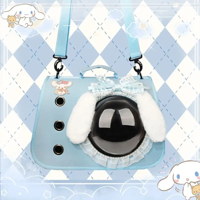 Sanrios quente sair pet espaço cápsula saco kawaii kuromi dos desenhos animados bonito portátil gato cão animal de estimação crossbody bolsa de ombro moda novo 2024